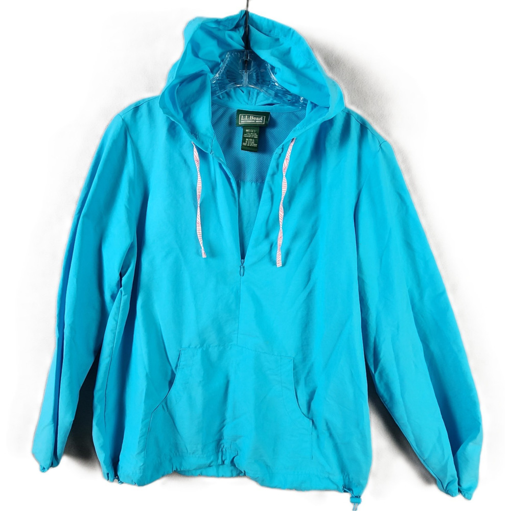 L.L. Bean Pullover Windbreaker Misses' Medium Nylon Blend 1/2 Zip Hooded Jacket